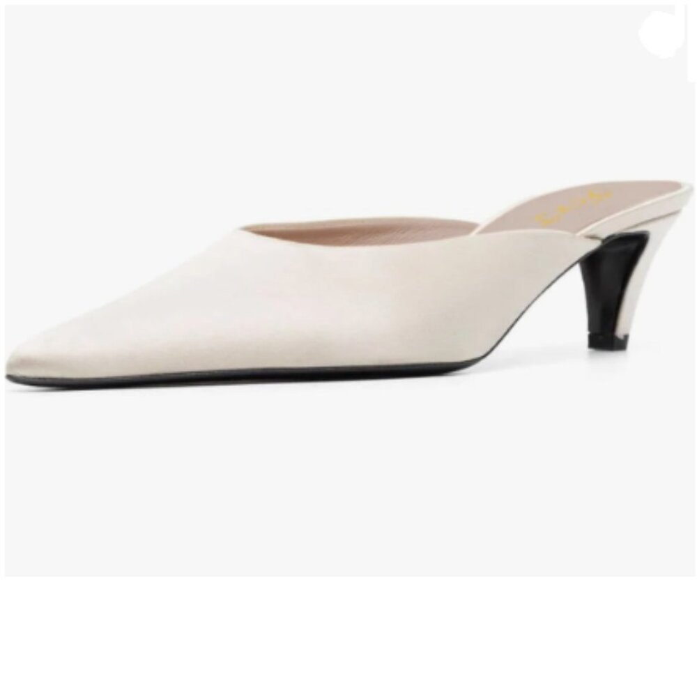 Women's Pointed-Toe Kitten Heel Mule - Ivory Nwot